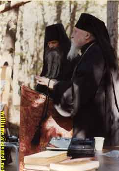 Translating a lecture by Archbishop Anthony at the Saint Herman Summer Pilgrimage, August 1980 (1) - Copyright � The Blessed Seraphim Hermitage