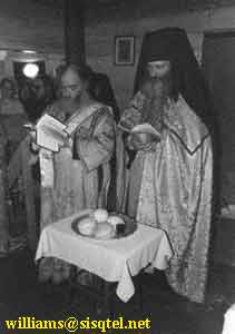 Bl. Seraphim with Fr. Deacon (now Priest) Vladimir Anderson in Willits California - Copyright � The Blessed Seraphim Hermitage